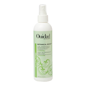 Ouidad front packaging shows bottle and benefits for quick curl refresh