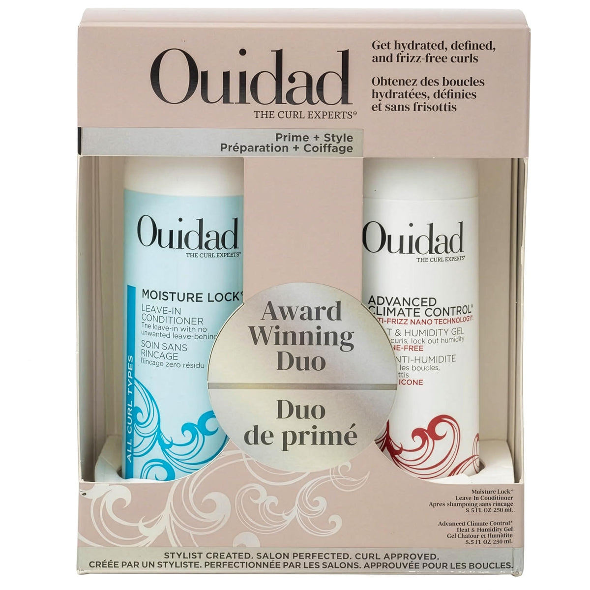 Ouidad kit front packaging showing both products and benefits