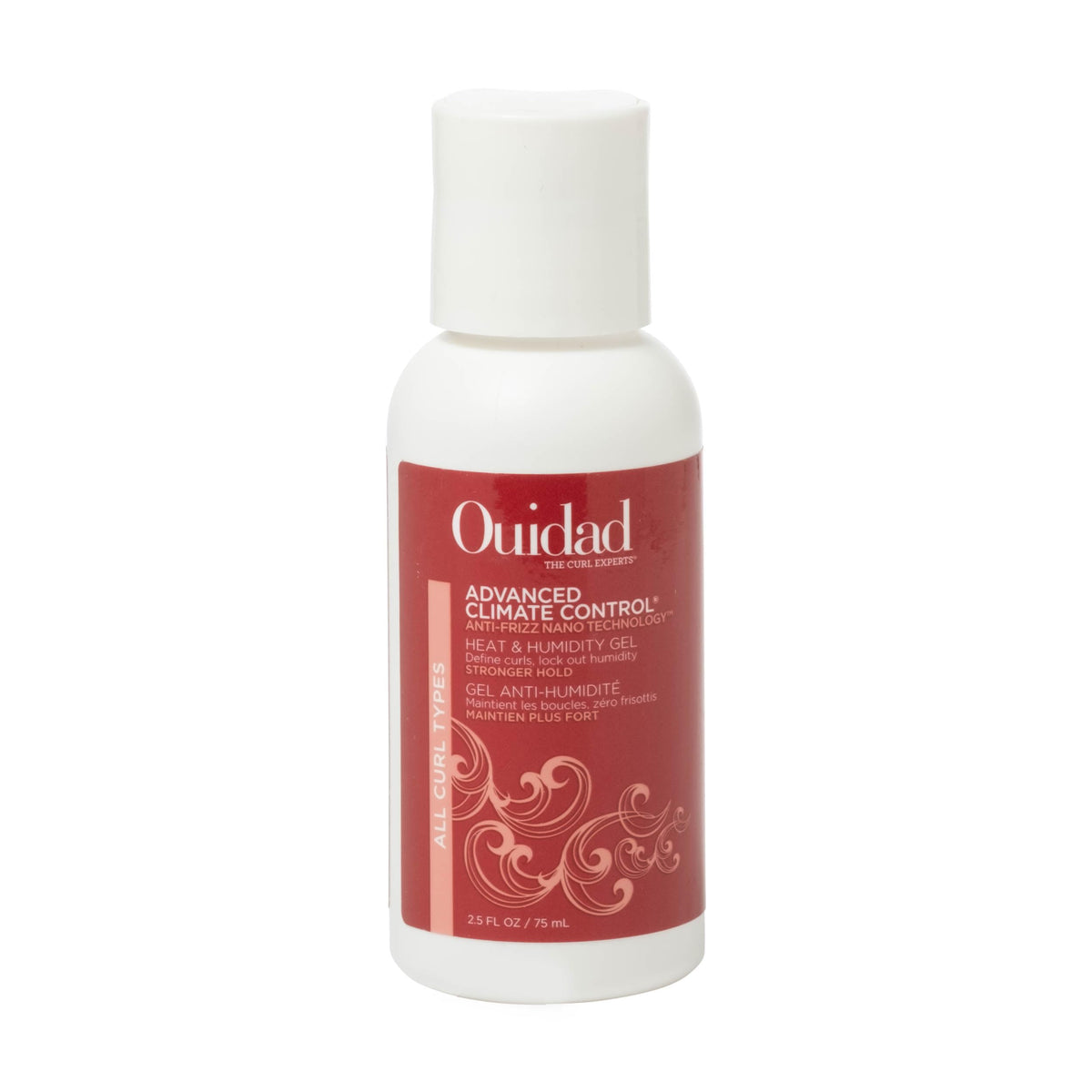 Ouidad travel gel front packaging showing label and 2.5 fl oz size for portability
