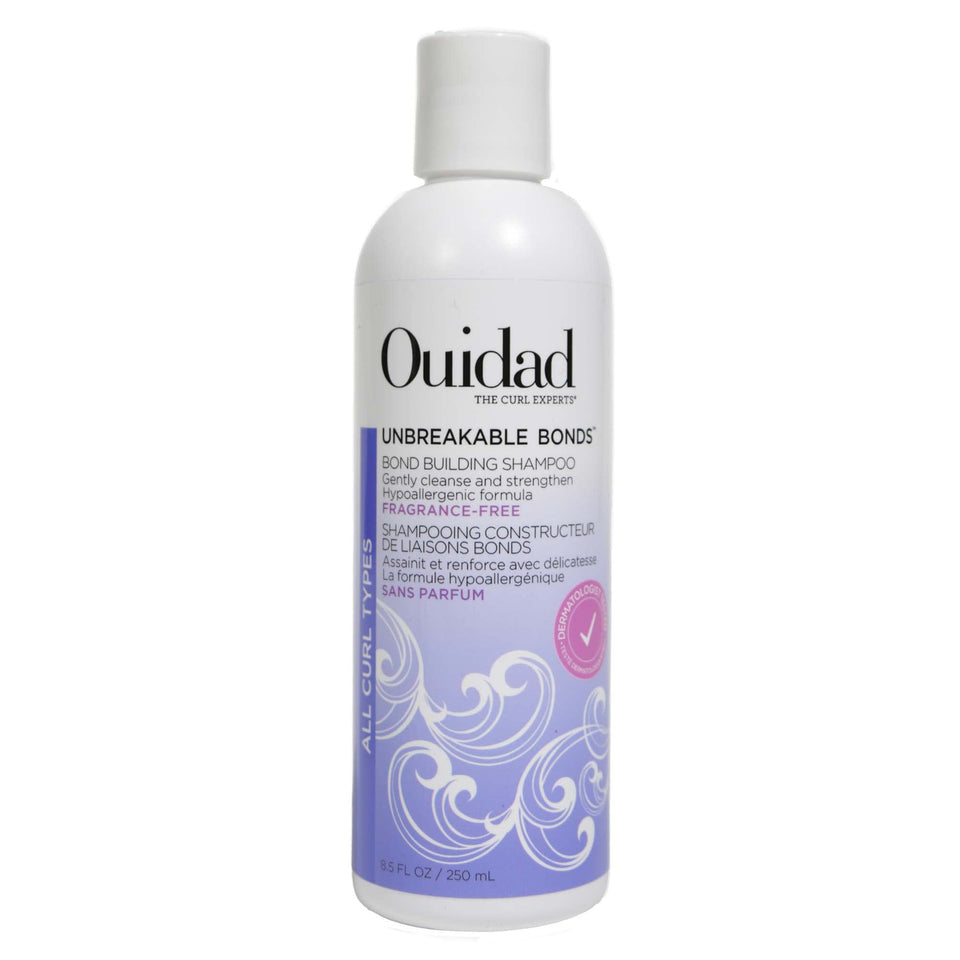 Ouidad front packaging showing bottle and clear product identity for gentle repair