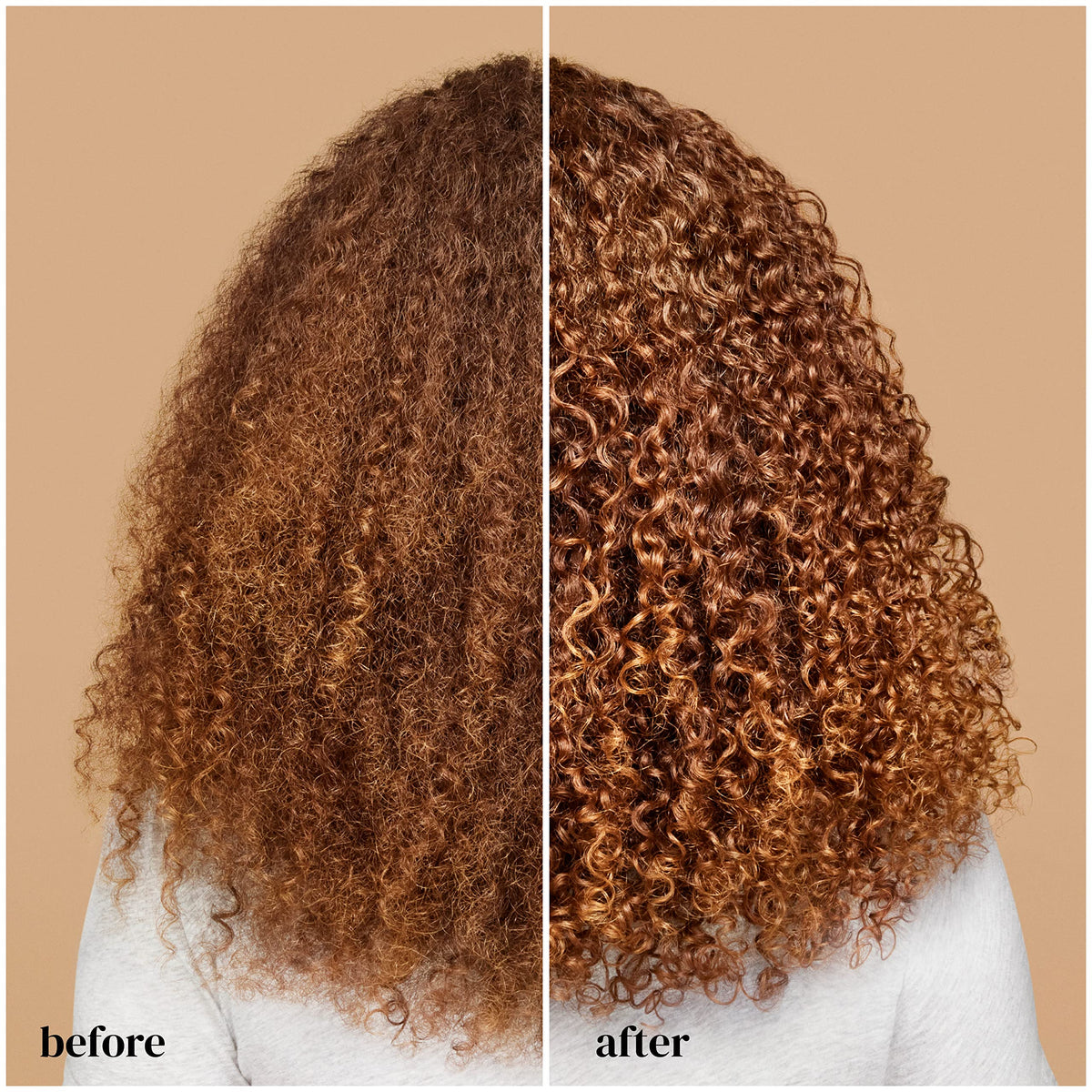 Ouidad gel applied to damp curls demonstrating definition and reduced frizz