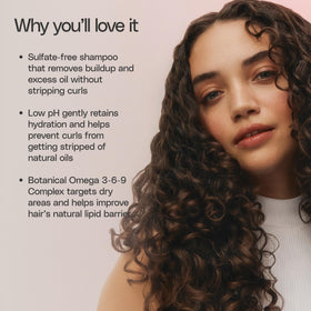 Ouidad shampoo being applied to wet hair for gentle cleansing