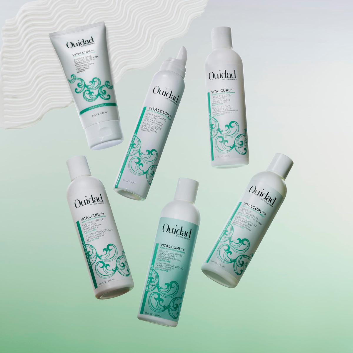 Ouidad ingredient label closeup highlighting vitamins and curl-support benefits