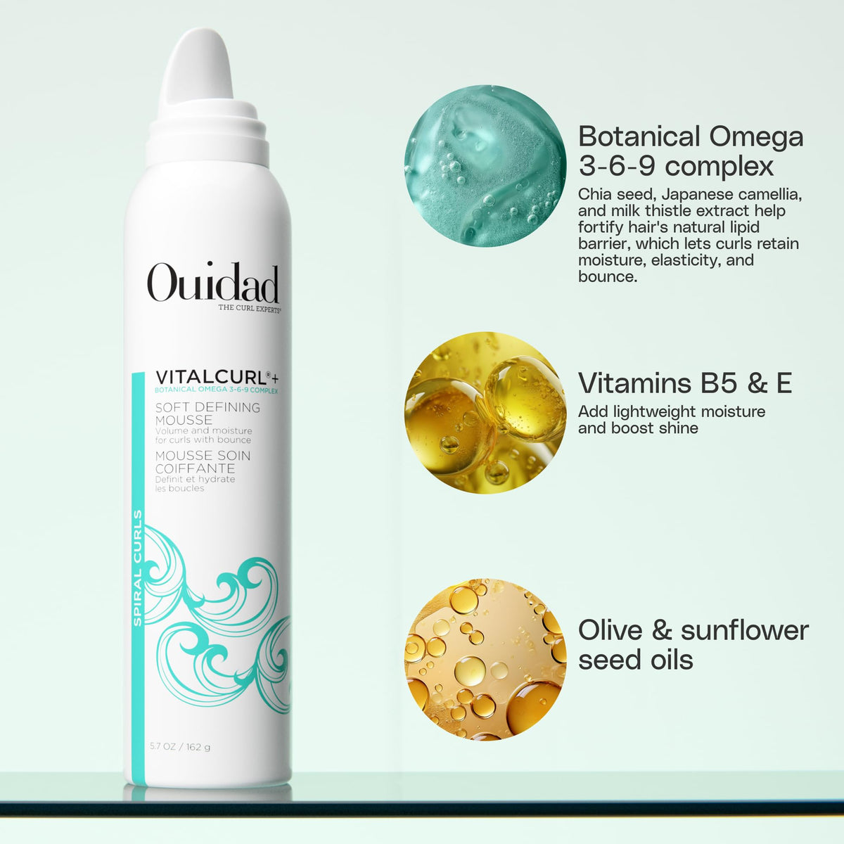 Ouidad foam texture closeup illustrating lightweight, airy hold benefit
