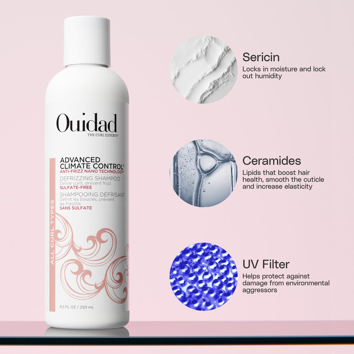 ouidad shampoo pump dispensing creamy lather for gentle cleansing