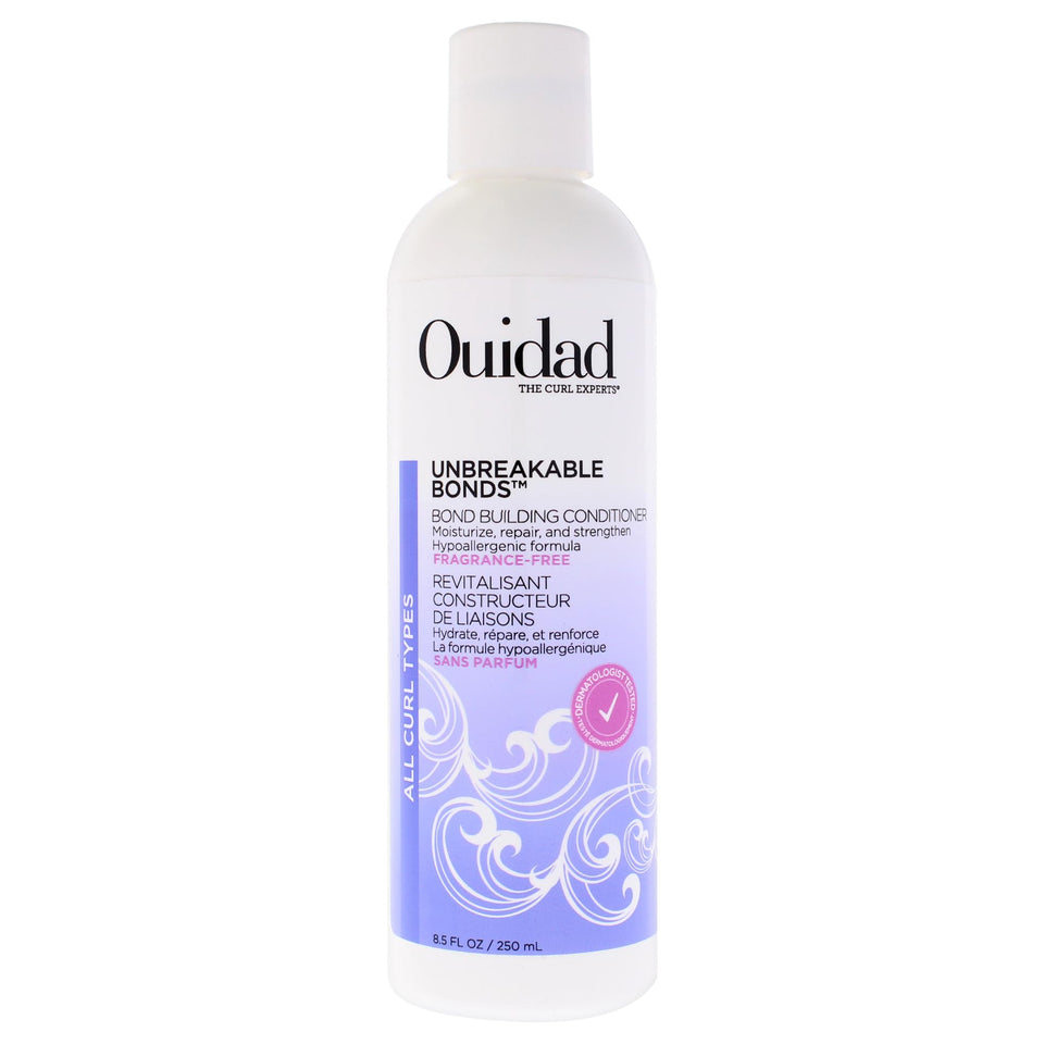 Ouidad front packaging showing bottle and product name, highlights bond-building benefit