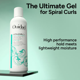 Ouidad bottle next to a ruler illustrating the 8.5 fl oz size and portability