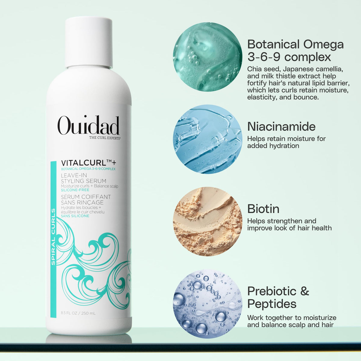 Ouidad gel texture close-up highlighting lightweight consistency and hold