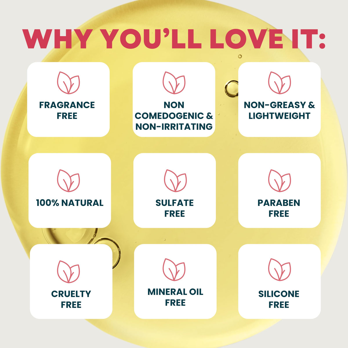 Ouiloe bottle label detail highlighting fragrance-free non-comedogenic formula