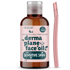 Ouiloe front view showing kit packaging and contents for gentle dermaplaning