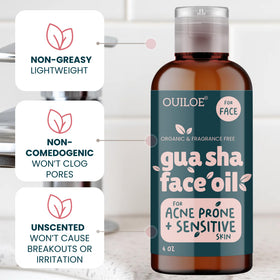 Ouiloe used with gua sha on cheek for smooth massage and contour