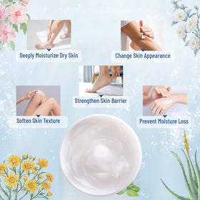 OUKEYA being applied to heel in use to soften cracked skin and improve texture