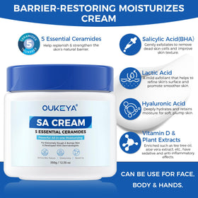 OUKEYA applying lotion to arm to smooth bumpy dry skin benefit