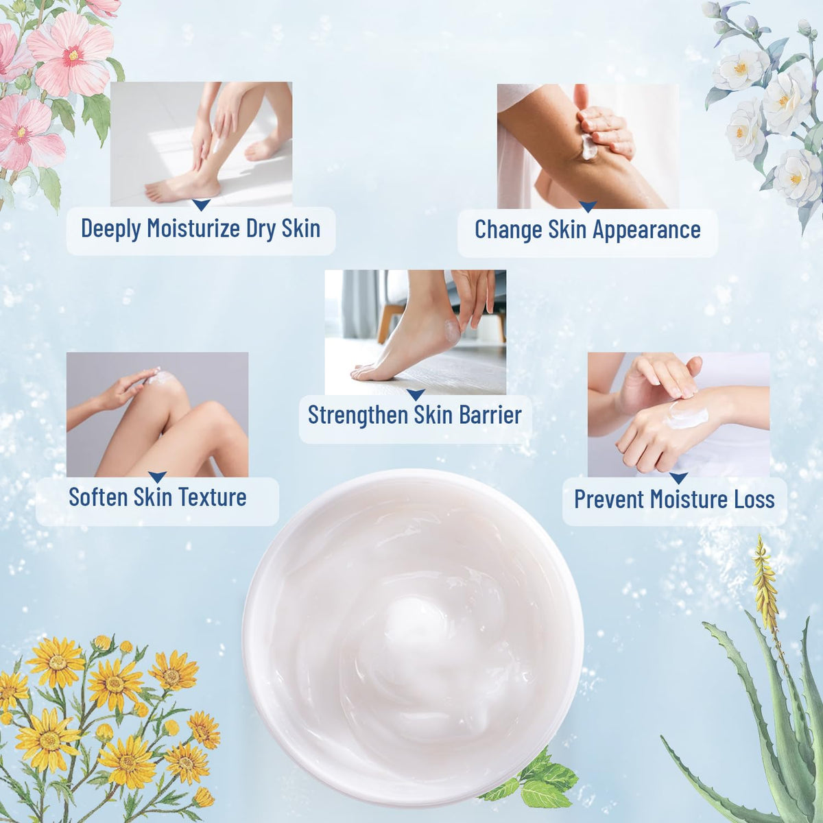 OUKEYA applied to hand demonstrating softening effect on rough skin