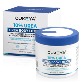 OUKEYA label closeup showing active 10% urea ingredient and product directions