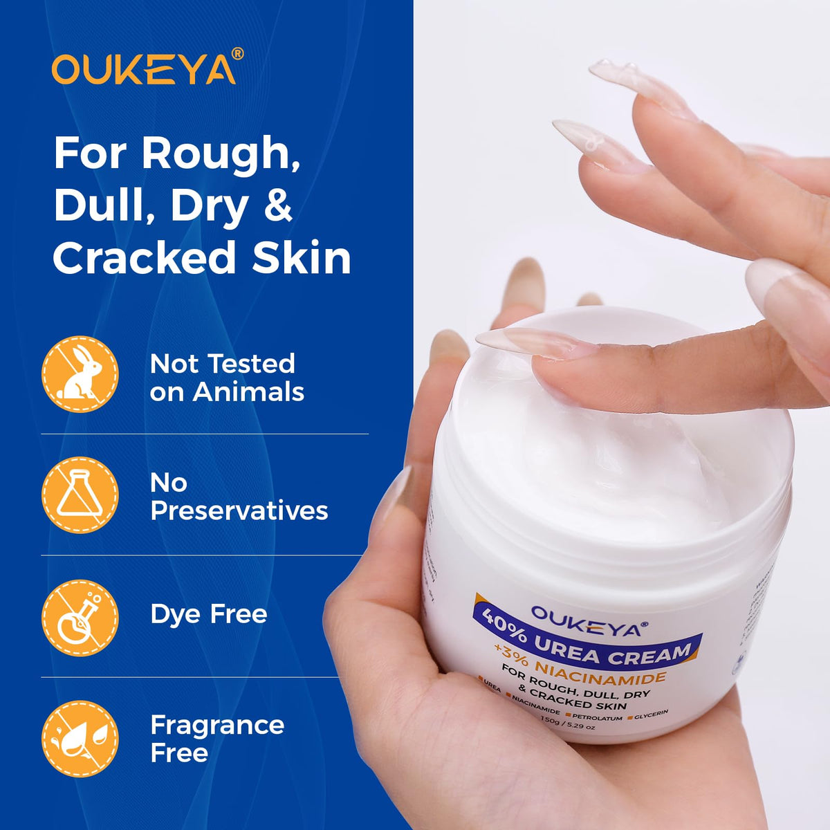 OUKEYA label ingredients detail highlighting urea and niacinamide