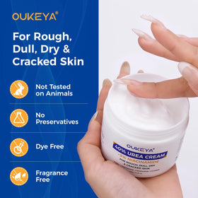 OUKEYA label ingredients detail highlighting urea and niacinamide