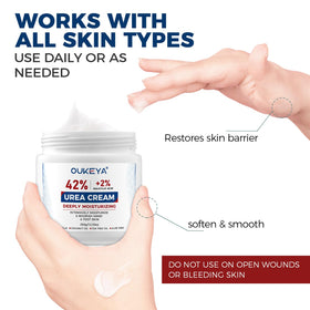 OUKEYA open jar showing smooth cream surface for easy application
