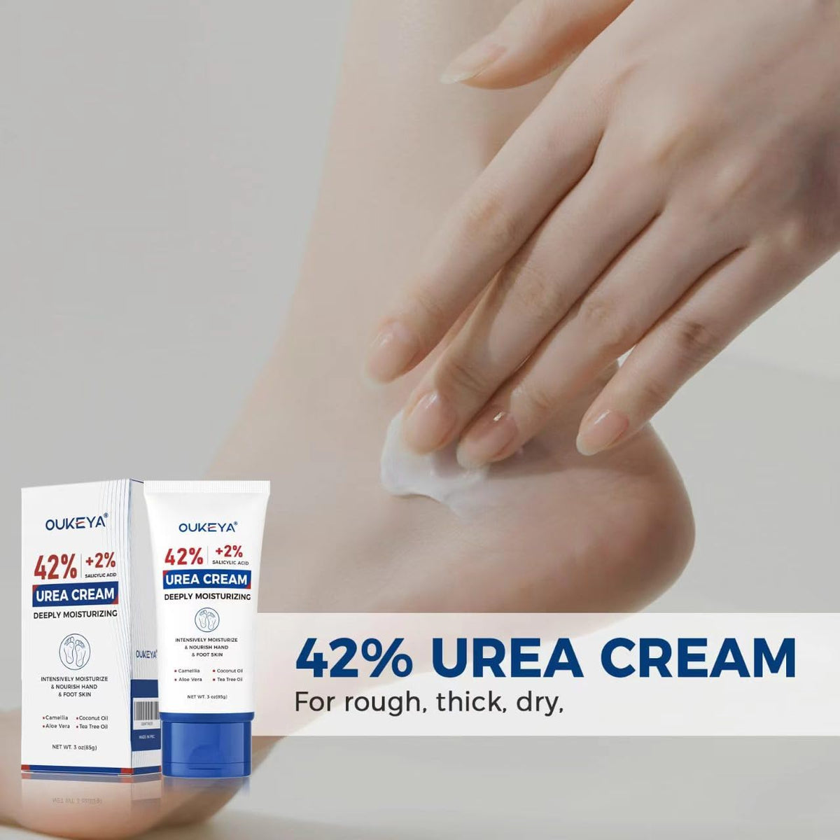 OUKEYA open tube close-up of cream texture for fast absorption benefit