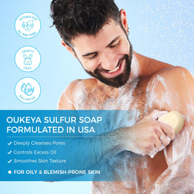 OUKEYA soap bar in hand for size comparison and practical use