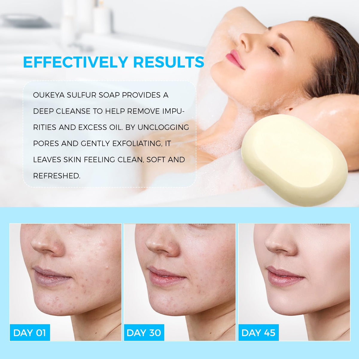 OUKEYA soap lather demonstrating rich foam and cleansing action