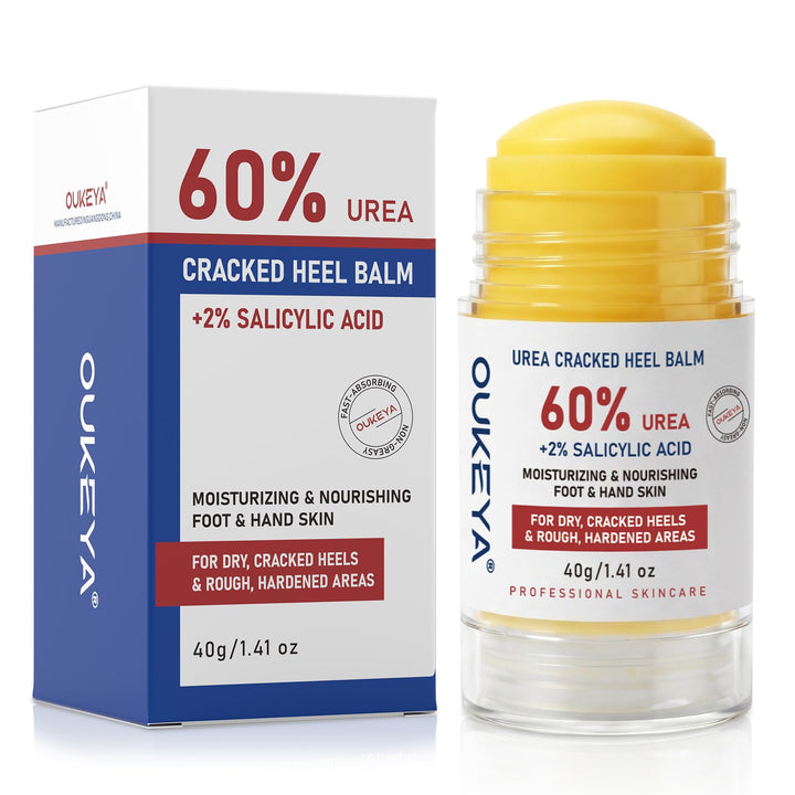 OUKEYA front packaging of 60% urea stick shows compact travel-ready design and benefits