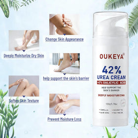 OUKEYA cream texture on fingertip demonstrating fast absorption and smooth finish