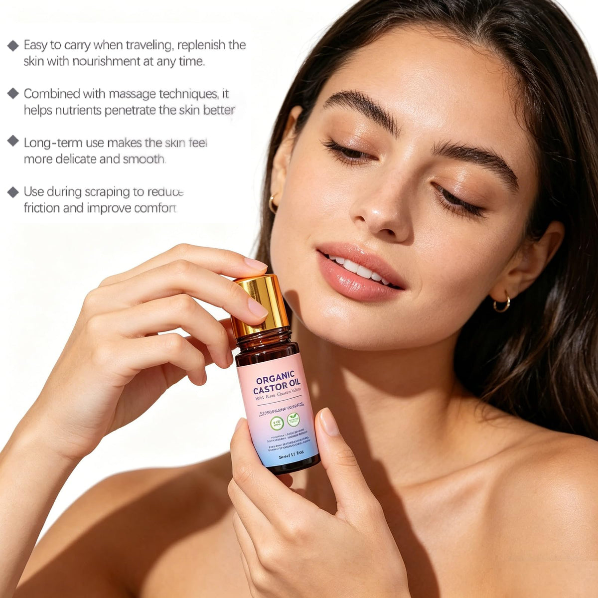 OUKPANE viscous castor oil droplet showing pure cold-pressed texture benefit