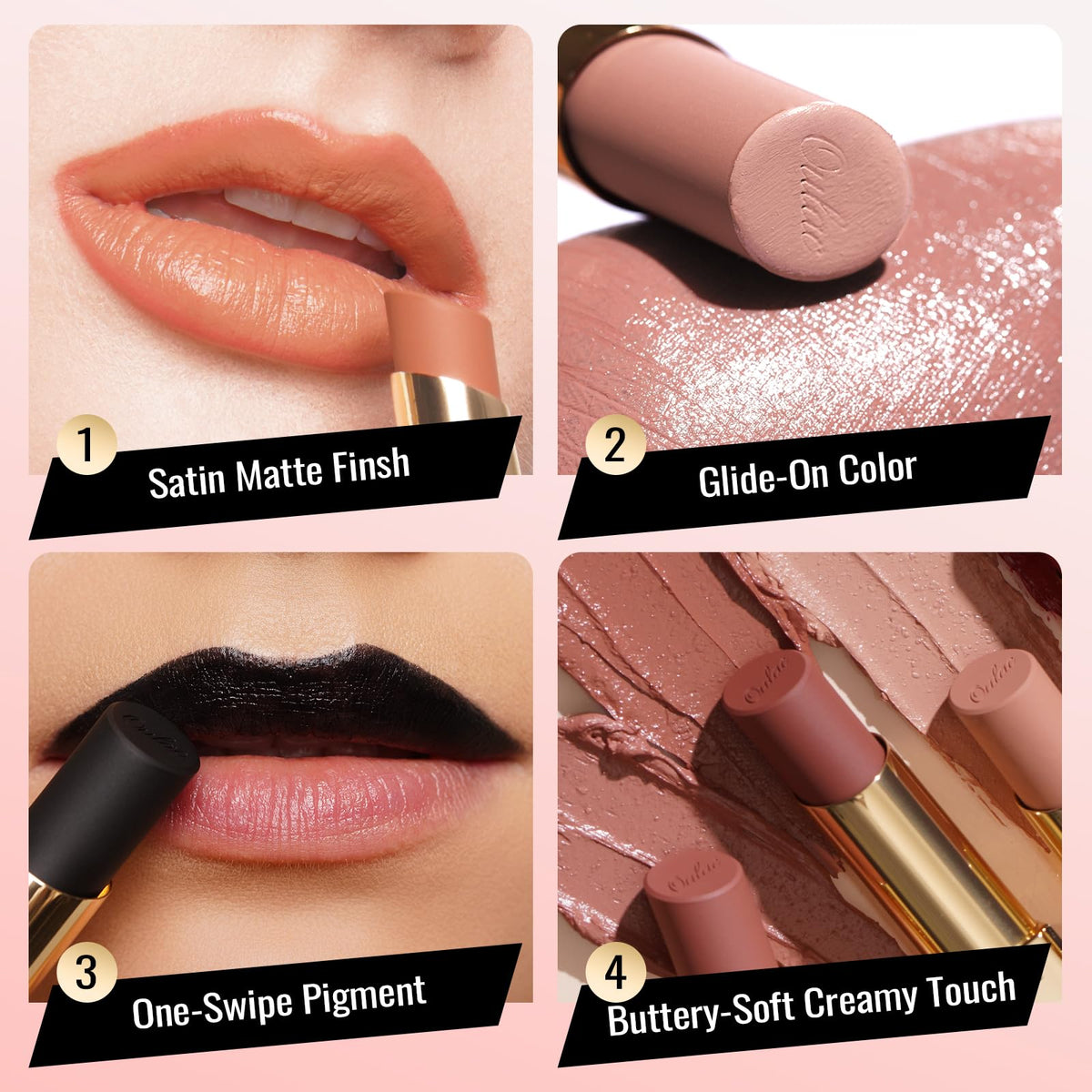 Oulac on model closeup illustrating satin-matte finish and natural look