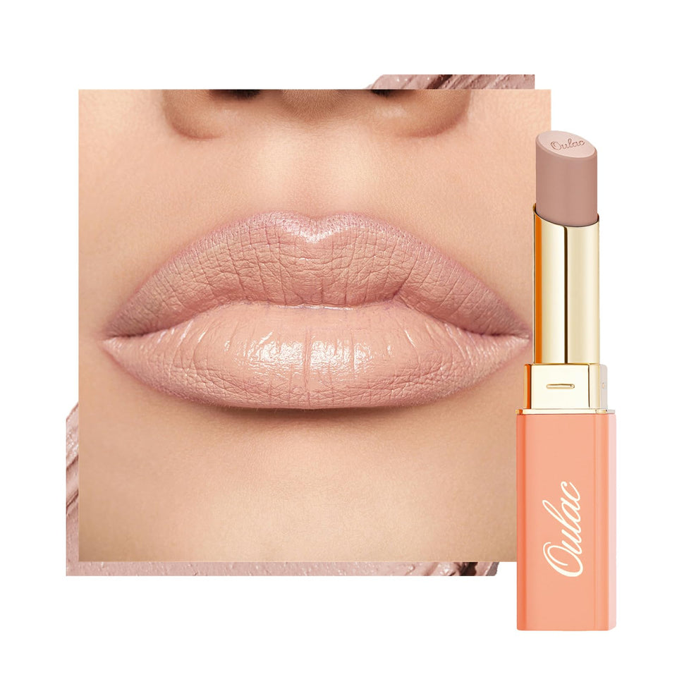 Oulac front packaging showing nude shade and compact design benefit travel-friendly