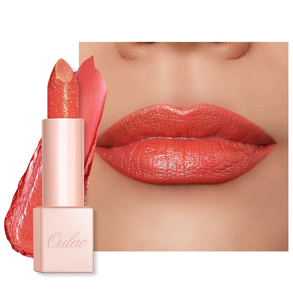 Oulac front packaging showing coral tinted balm and compact design benefits