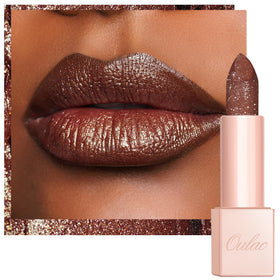 Oulac front packaging showing brown diamond shimmer and mirror case benefit