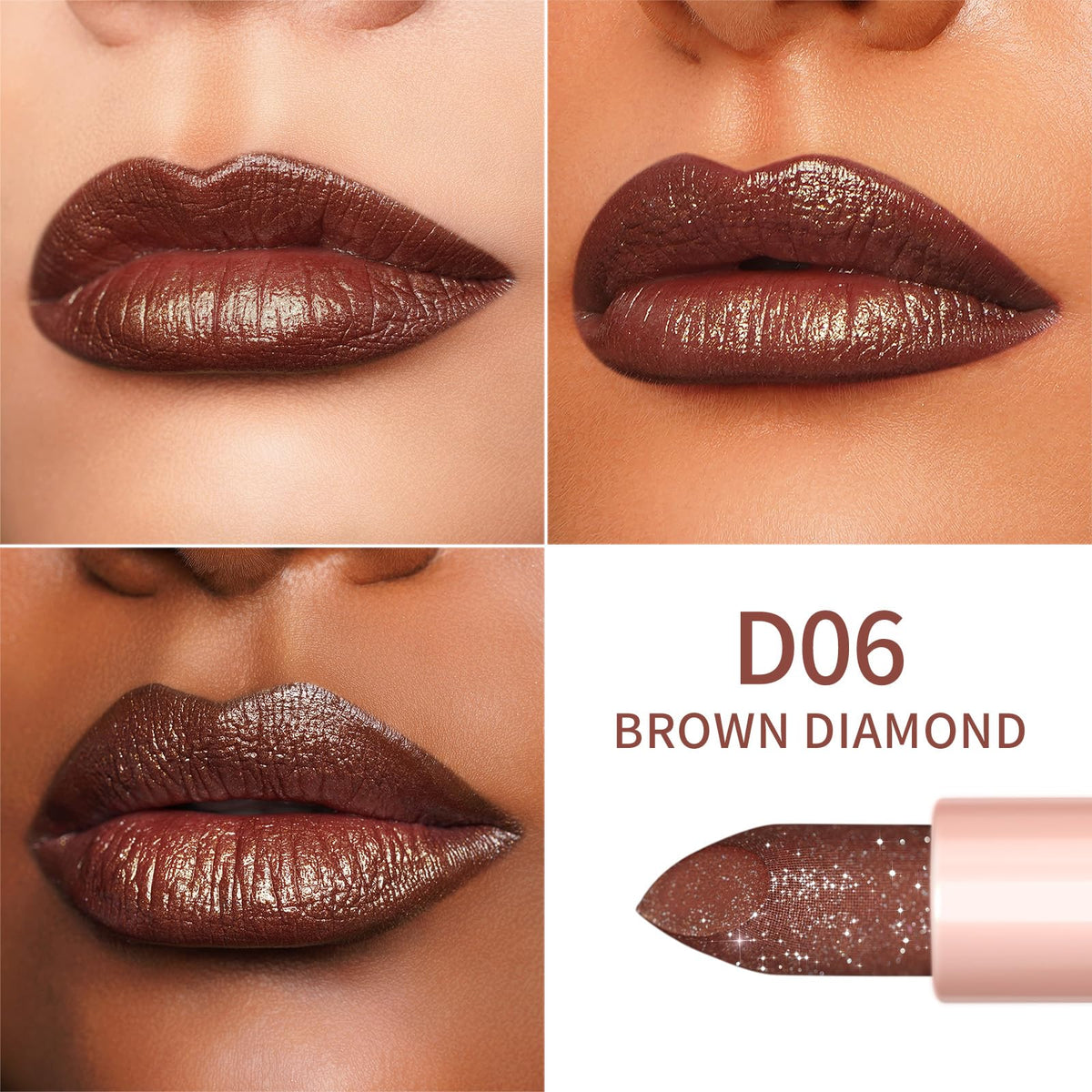 Oulac lip application on model showing glossy brown sheen and hydrated look
