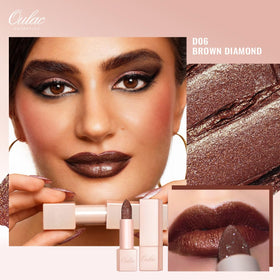 Oulac swatches on skin showing buildable brown sparkle and color payoff