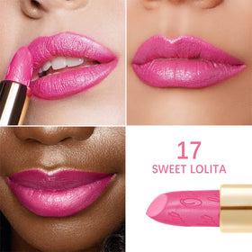 Oulac lip application on model showing smooth coverage and reflective shine