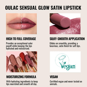 Oulac lipstick tube label and cap showing brand and clean-beauty credentials