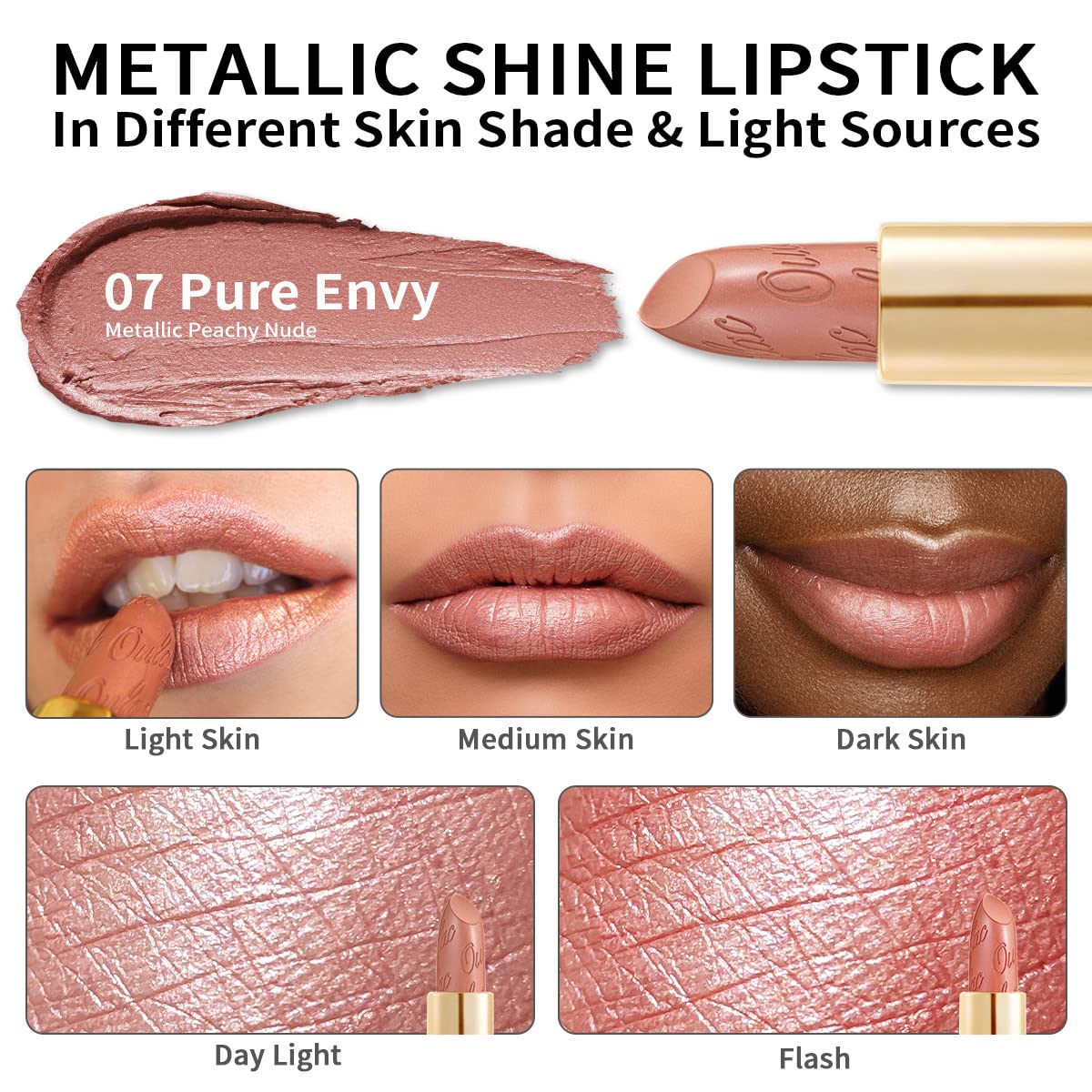 Oulac Pure Envy on model in daylight highlighting wearable nude shimmer