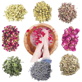 OULIGET front packaging showing eight labeled dried flower sachets for easy selection and storage
