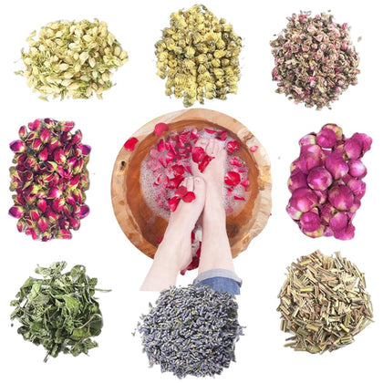 OULIGET front packaging showing eight labeled dried flower sachets for easy selection and storage