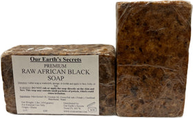 Our Earth's Secrets product label and ingredients showing authentic Ghana origin