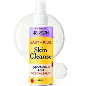 Our Family's Heirloom front label on 4 oz bottle showing product name and gentle use