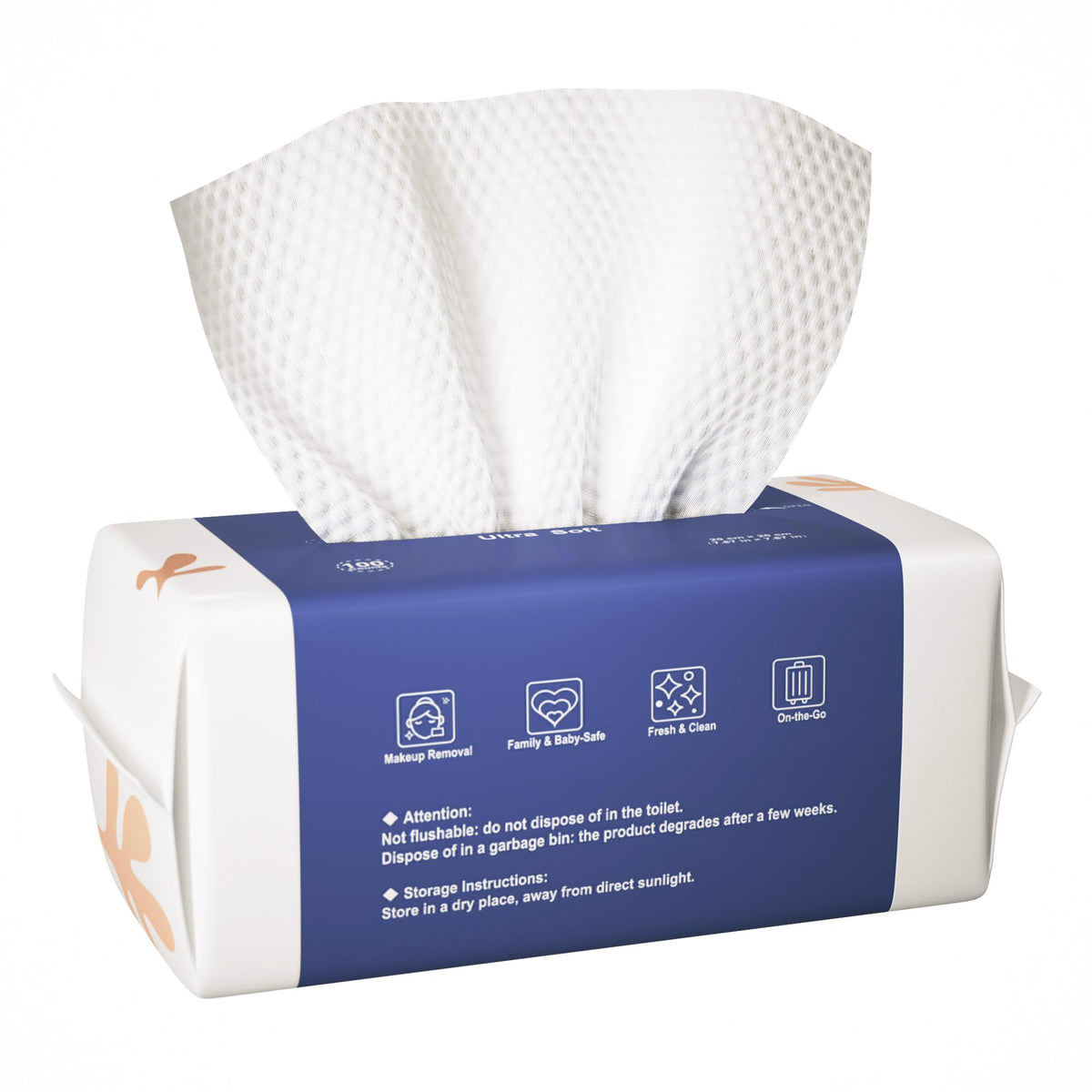 ourmed life front packaging showing 100-count biodegradable towels and benefits