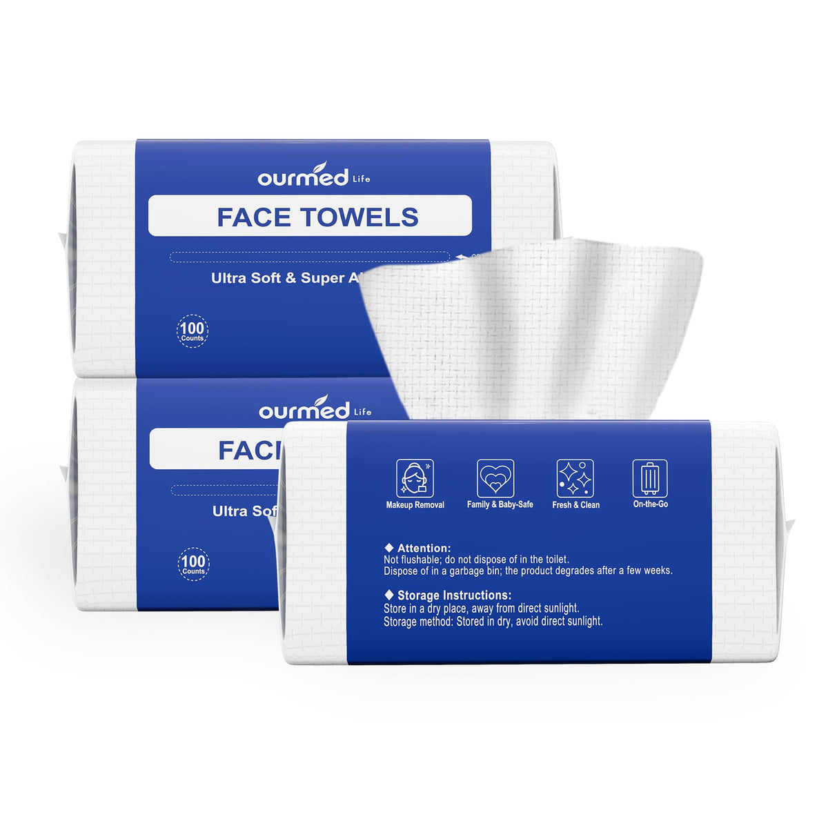 ourmed life front packaging shows 300-count and biodegradable benefit