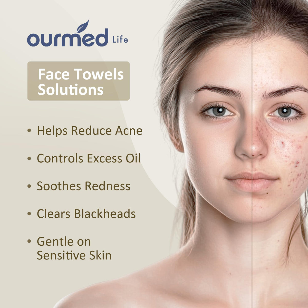 ourmed life single towel flat spread showing extra-large coverage