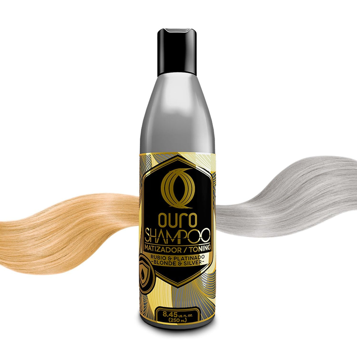 OURO front bottle shot showing label and size, highlights toning benefit