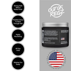 Out of Regz ingredient label featuring botanicals for hair nourishment benefit