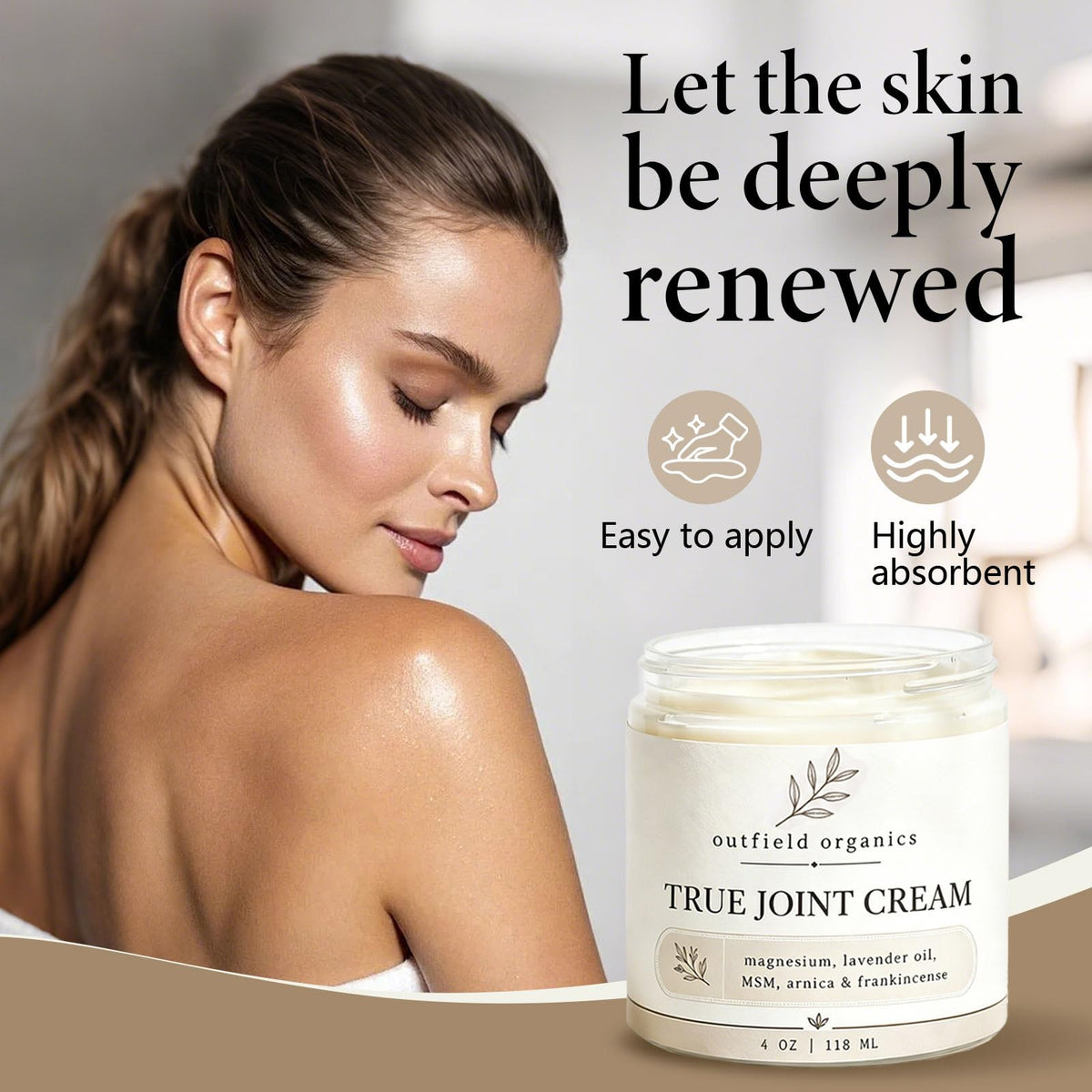 Outfield Organics close-up of cream texture demonstrating smooth glide benefit