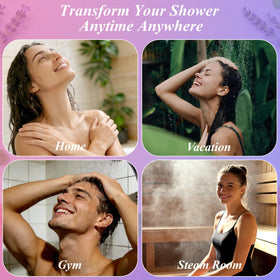 Ouwuni steamer placed on shower floor releasing aromatic steam for relaxation