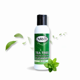 OVANTE with tea tree sprig highlighting botanical clarifying benefit