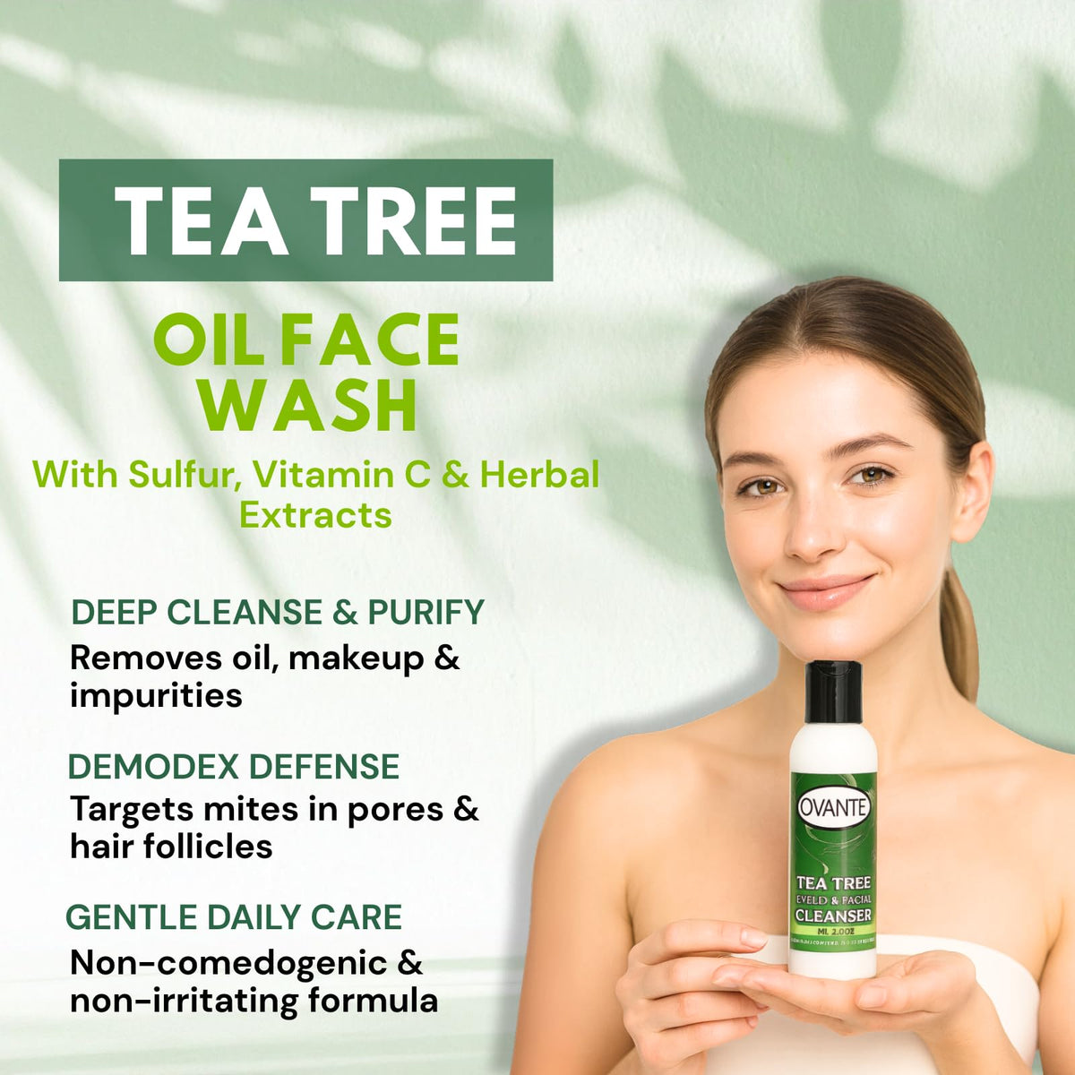 OVANTE label close-up showing ingredients and non-comedogenic claim